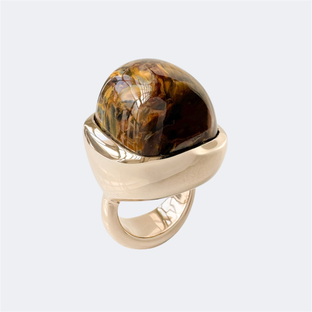 Rectangular Cushion Cut Pietersite Bronze Ring