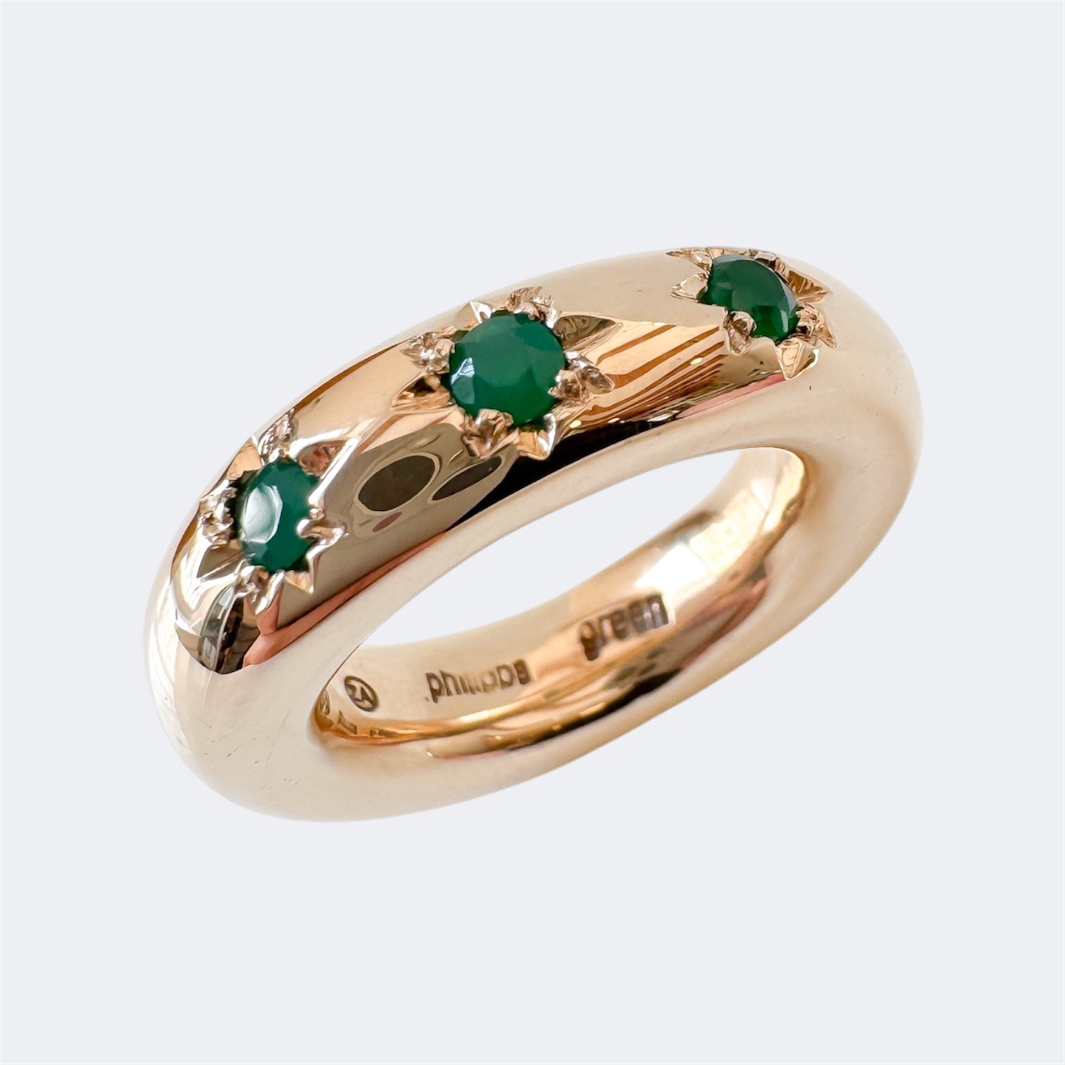 Green Onyx Star Ring in Bronze 7mm