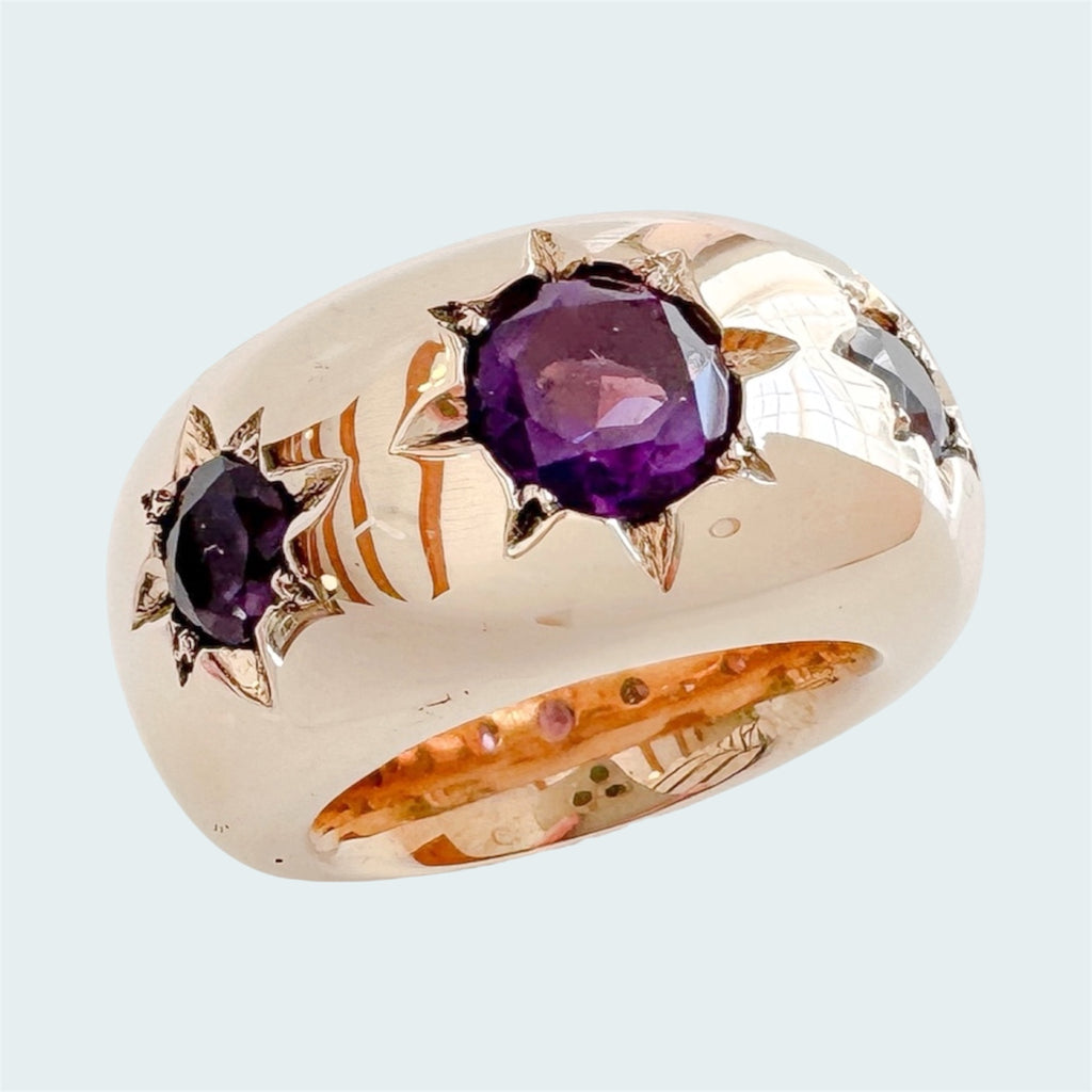 Amethyst Star Ring in Bronze 15mm