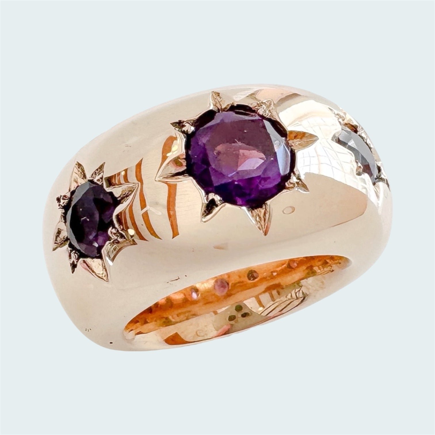 Amethyst Star Ring in Bronze 15mm