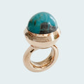 Small Turquoise Oval Cut Bronze Ring