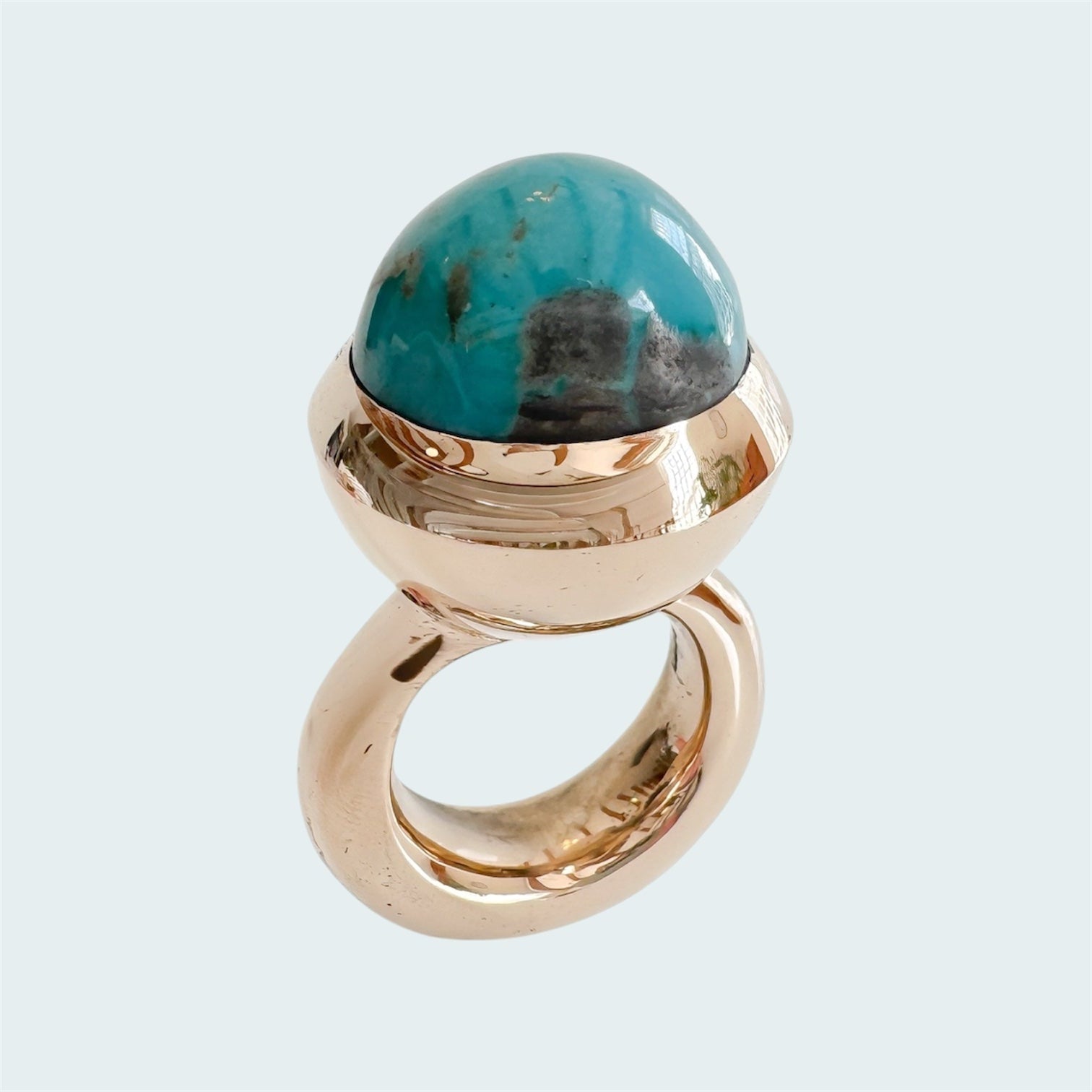 Small Turquoise Oval Cut Bronze Ring