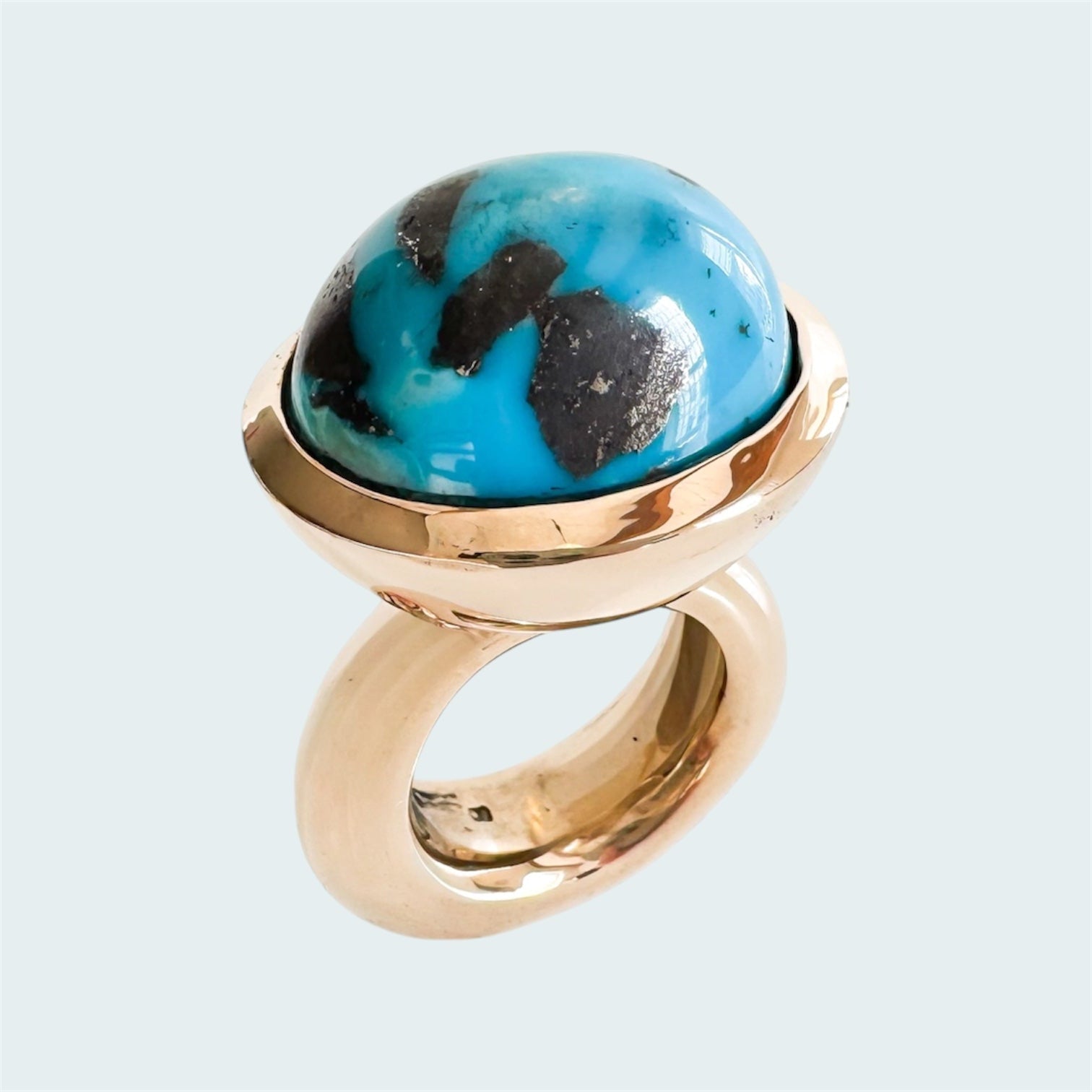 Turquoise Oval Cut Bronze Ring