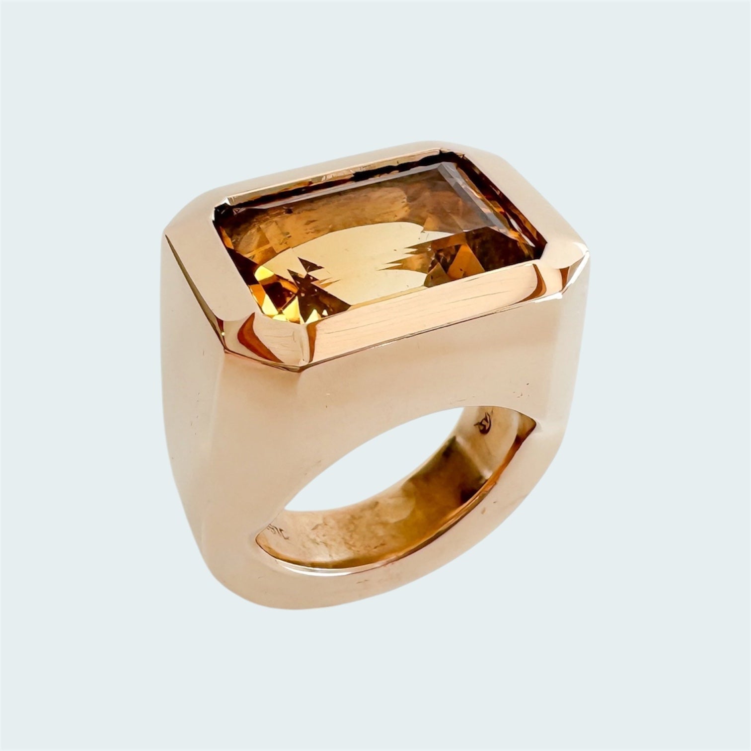 Citrine Emerald Cut Bronze Ring