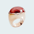 Speckled Jade Bullet Cut Bronze Ring