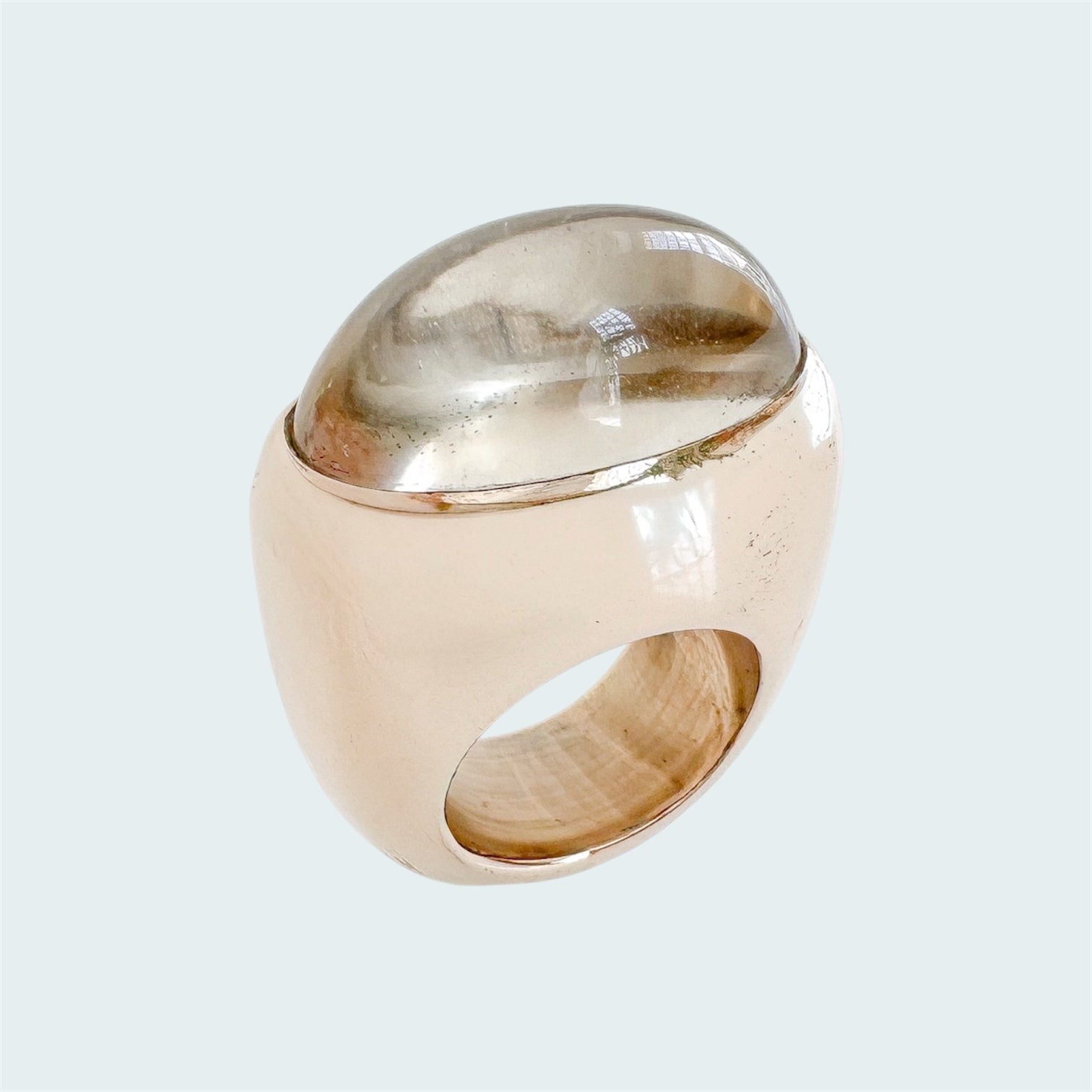 Clear Quartz Bullet Cut Bronze Ring