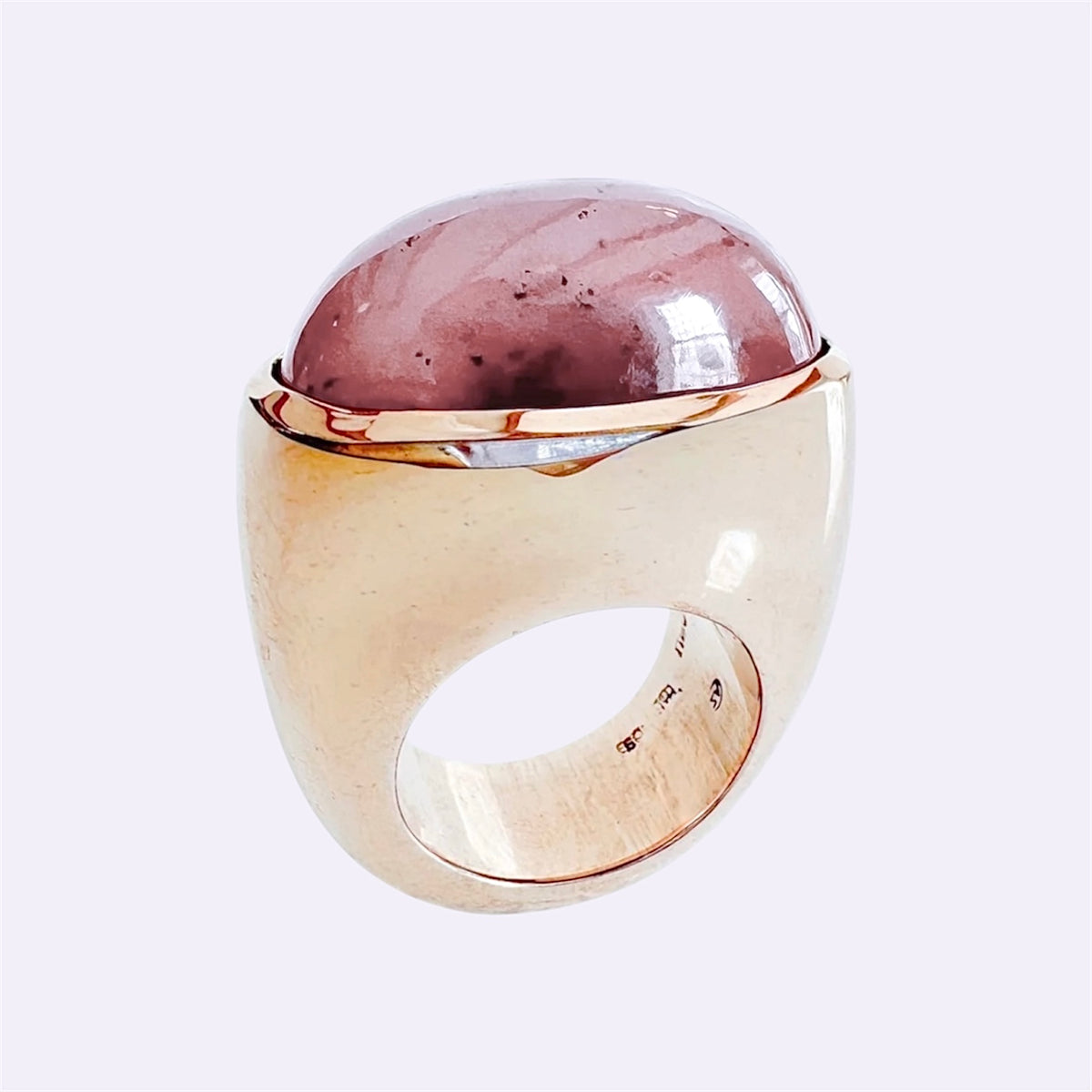 Speckled Jade Bullet Cut Bronze Ring