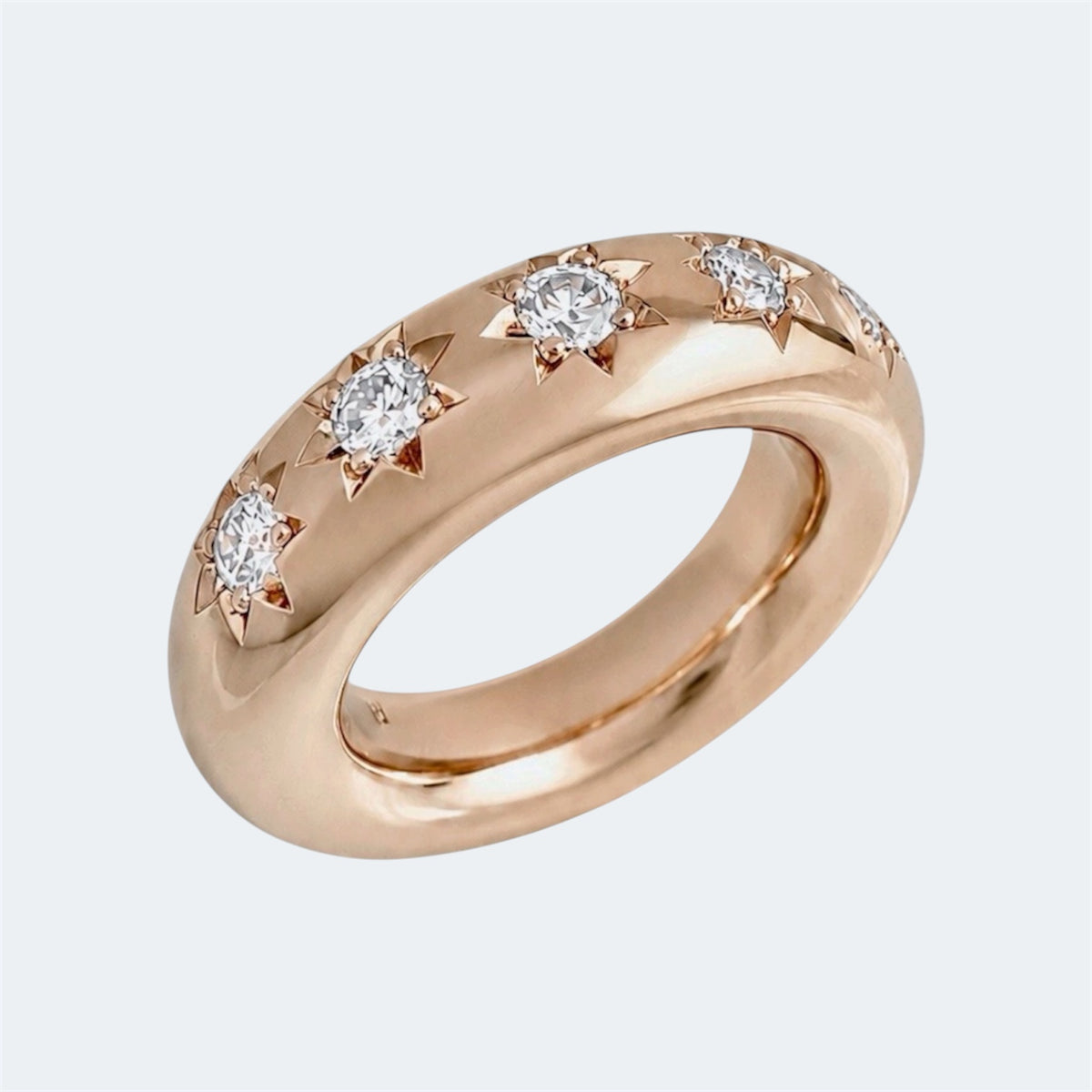 Moissanite 5 Stone Star Ring in Bronze 7mm