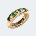 Green Onyx 5 Stone Star Ring in Bronze 7mm