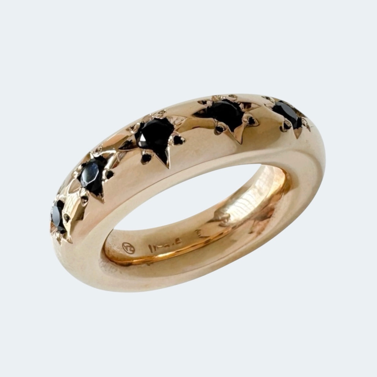 Black Spinel 5 Stone Star Ring in Bronze 7mm