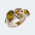 Olive Quartz Octopus Ring in Bronze