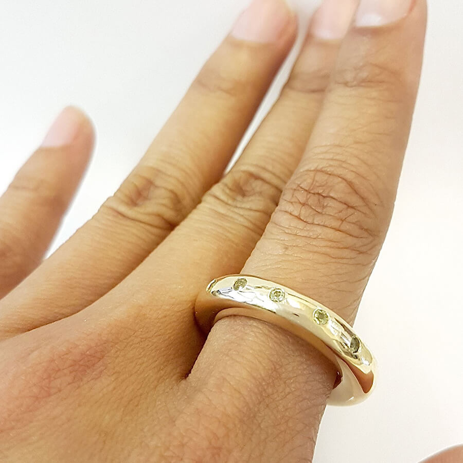 Peridot Half Eternity Ring in Bronze 6mm