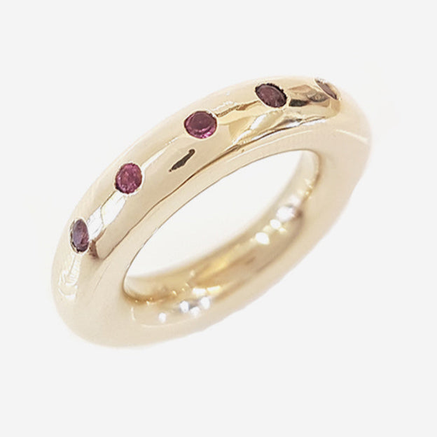 Pink Tourmaline Half Eternity Bronze Ring 6mm