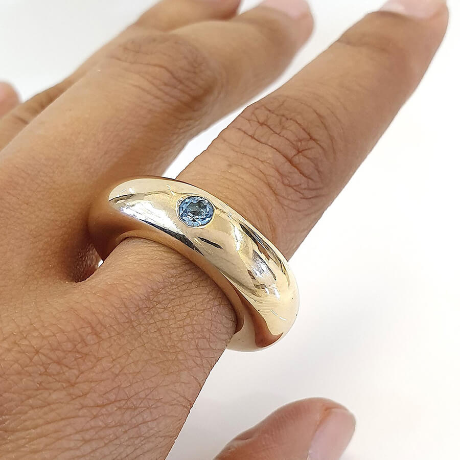 Sky Blue Topaz Statement Solitaire Ring in Bronze 10mm