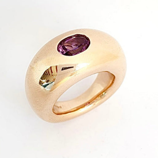 Amethyst Tapered Bronze Ring