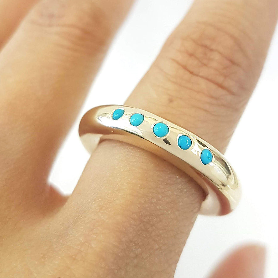 Turquoise Half Eternity Ring in Bronze 6mm
