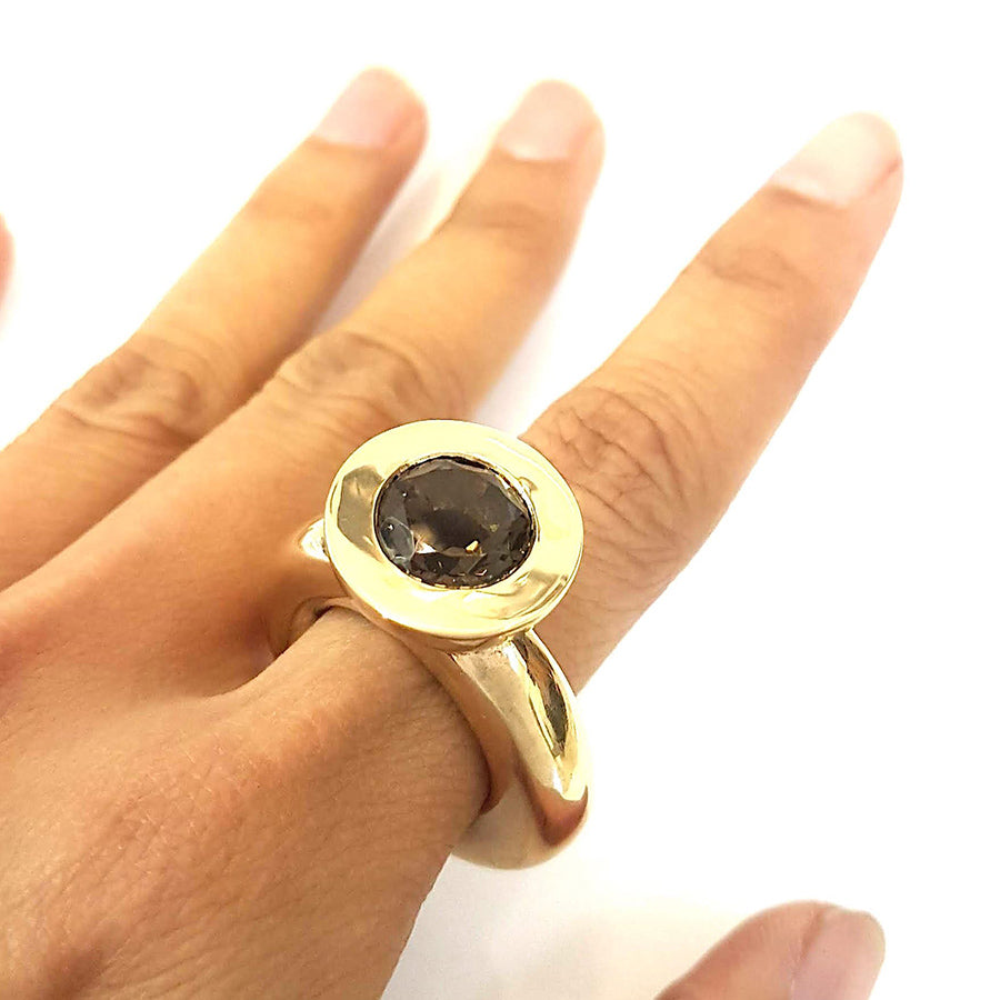 Smoky Quartz Princess Ring in Bronze