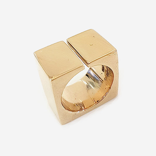 Square Bronze Split Shank Ring