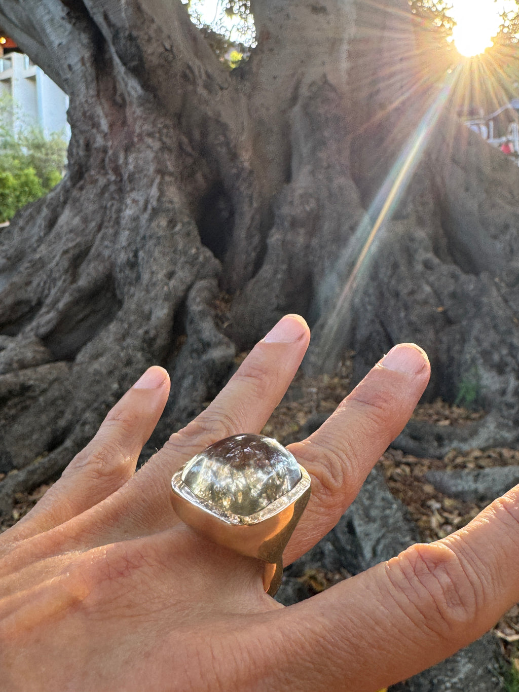 Citrine Rectangular Cushion Cut Bronze Ring