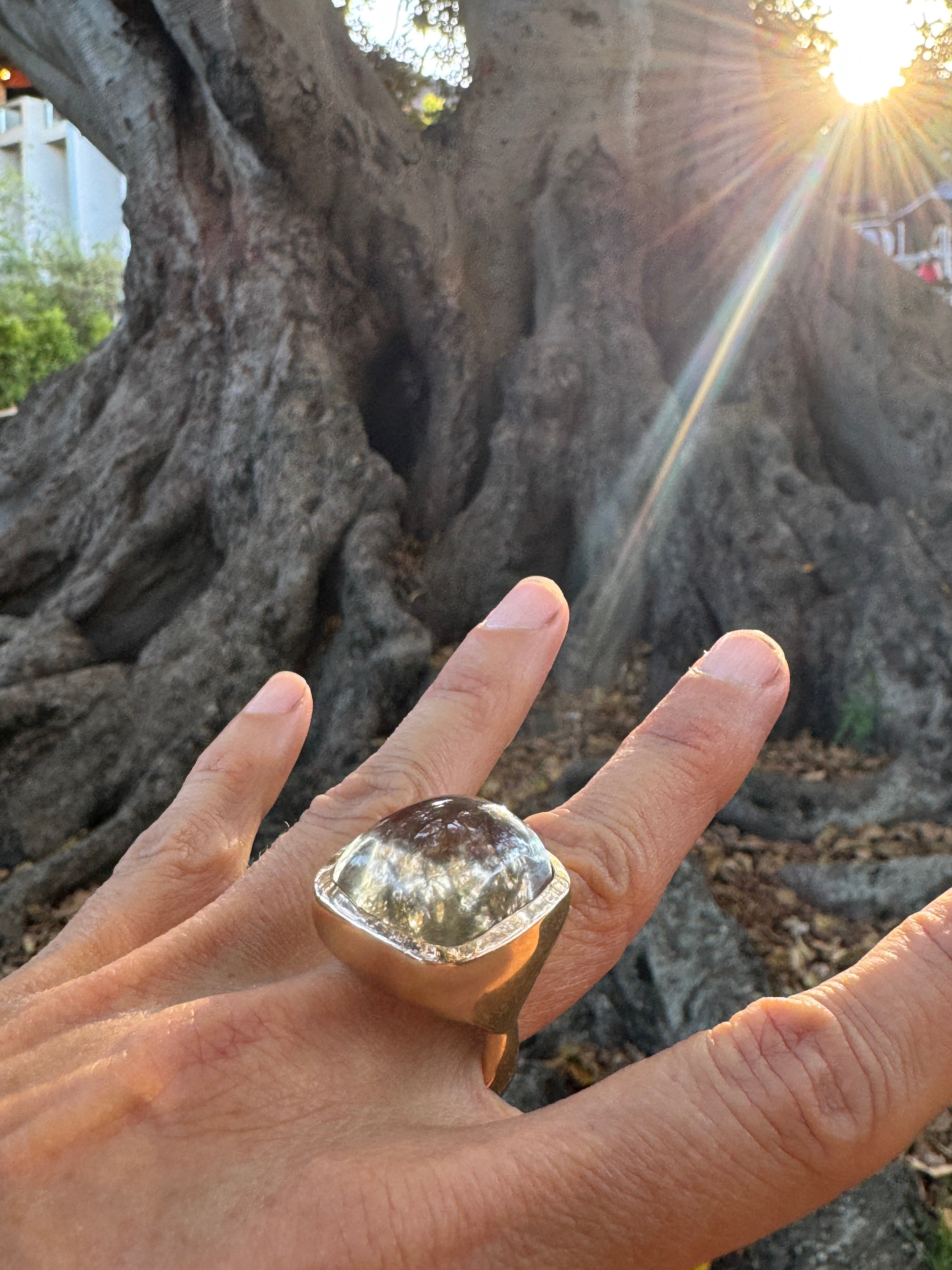 Citrine Rectangular Cushion Cut Bronze Ring