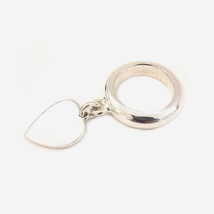 Heart Charm Sterling Silver Ring 5mm