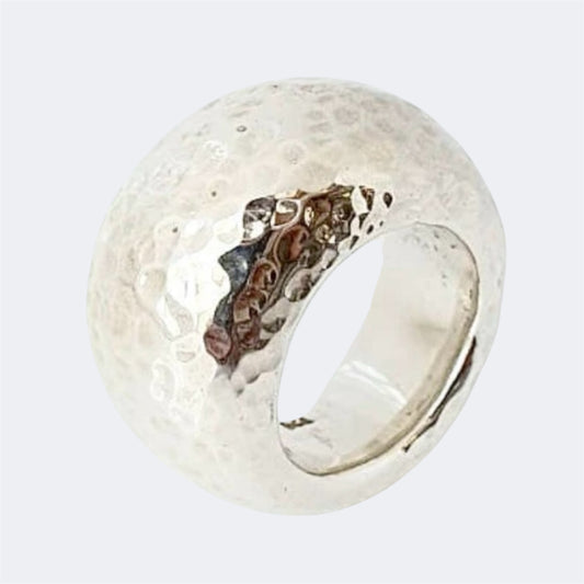 Sterling Silver Organic Hammered Ring 15mm