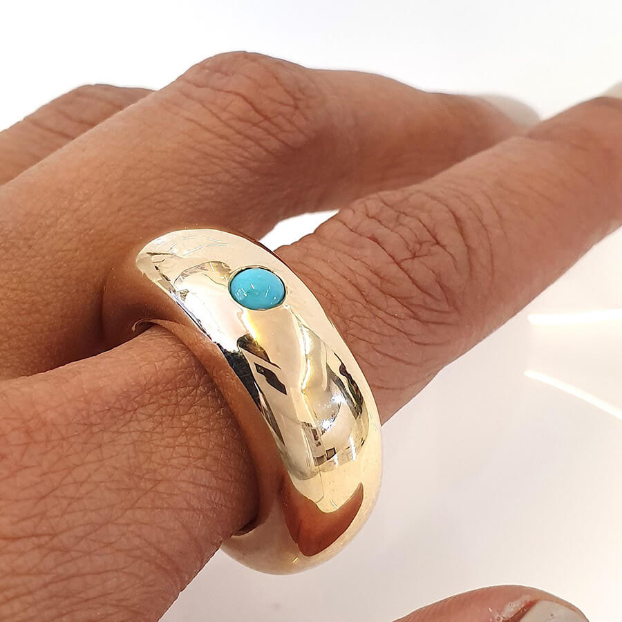 Turquoise Statement Solitaire Ring in Bronze 10mm