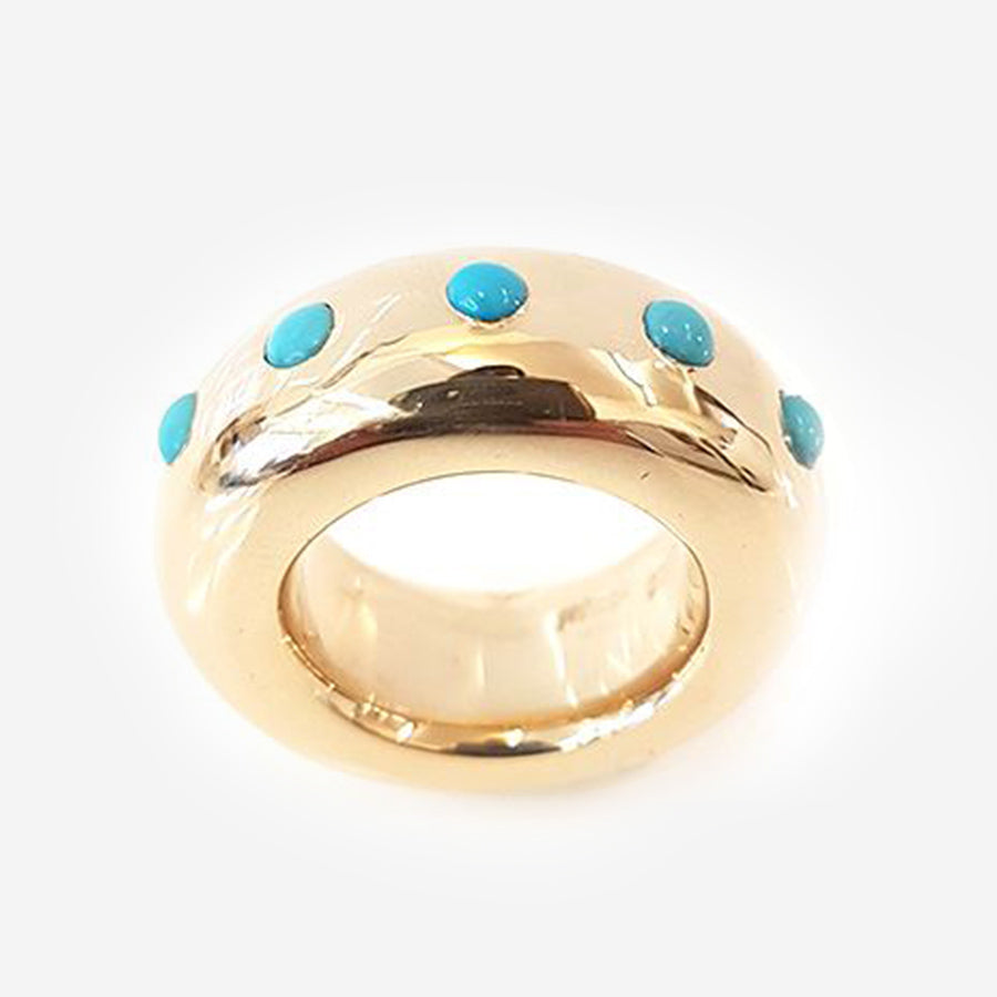Turquoise Half Eternity Ring in Bronze 10mm