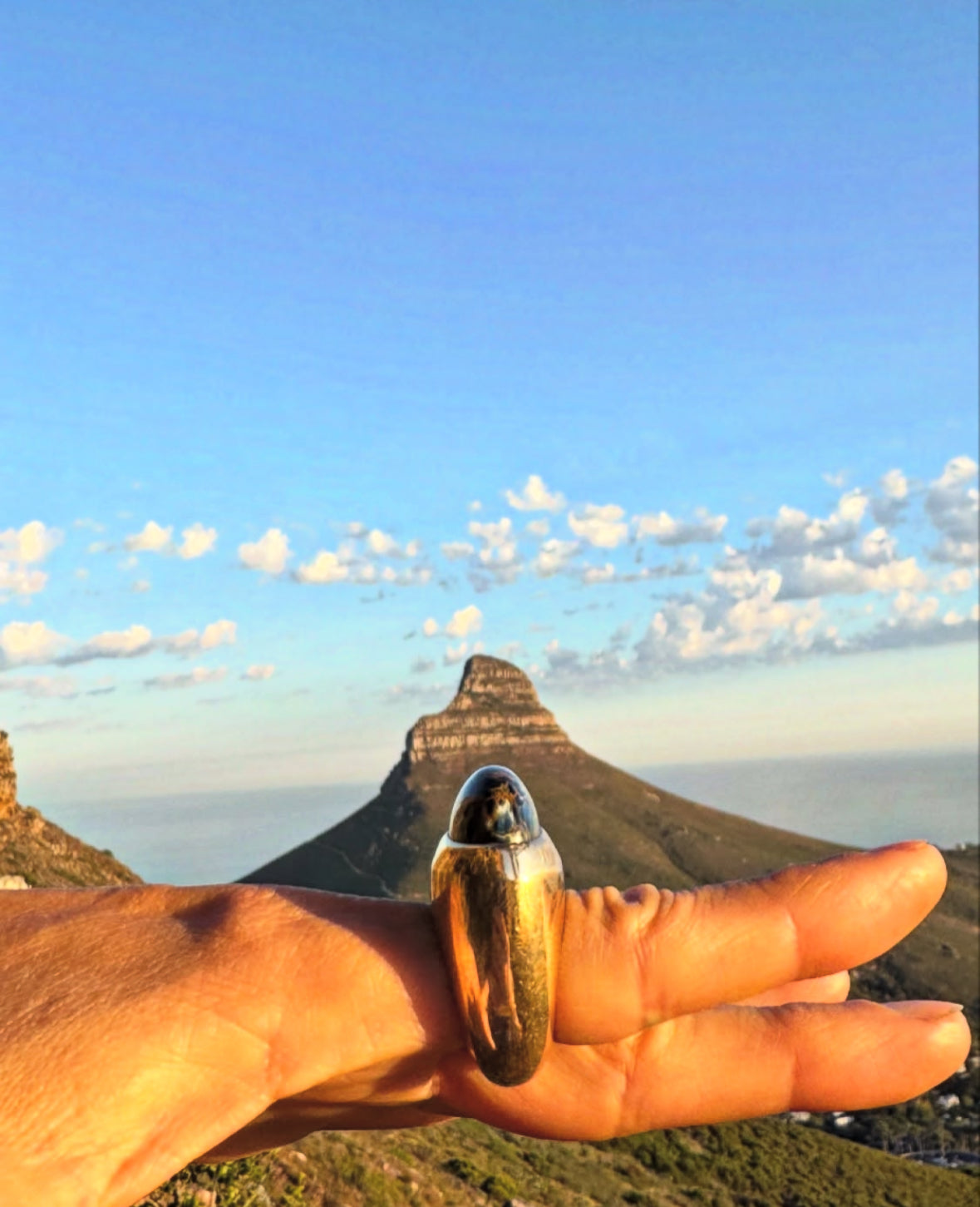 Blue Pietersite Bullet Cut Bronze Ring