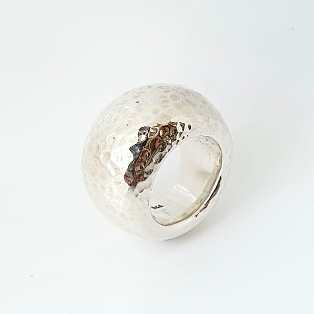 Sterling Silver Organic Hammered Ring 15mm