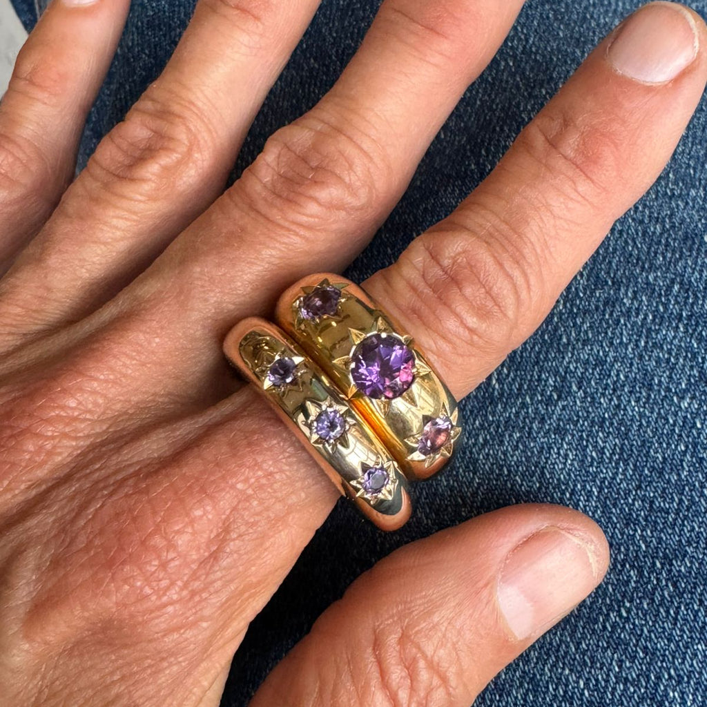 Amethyst Star Ring in Bronze 7mm