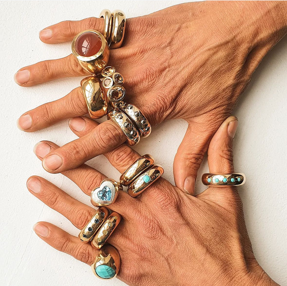 Turquoise Half Eternity Ring in Bronze 10mm