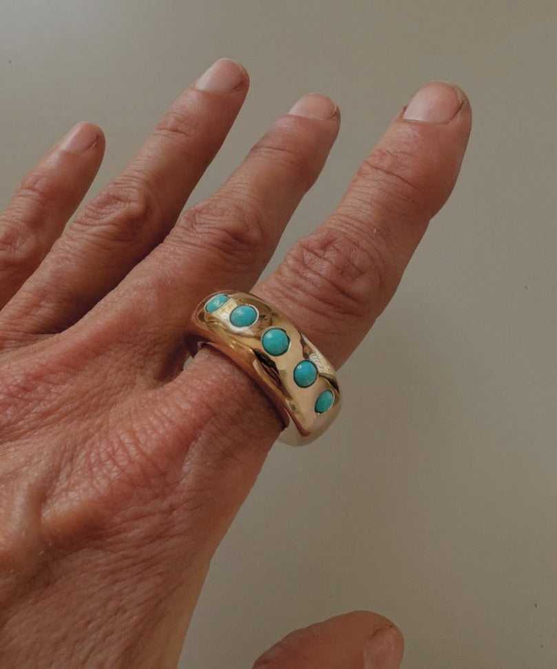 Turquoise Half Eternity Ring in Bronze 10mm