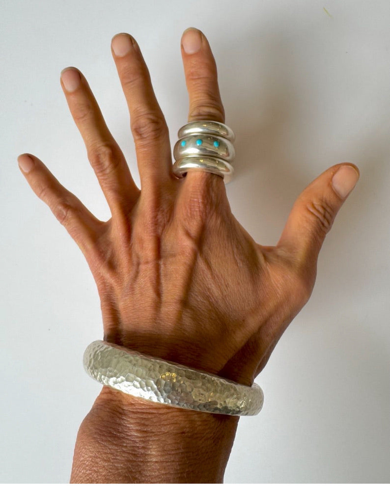 Turquoise Trilogy Ring in Sterling Silver 10mm